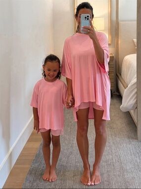 Novi Ribbed Tee + Shorts Set | Powder Pink